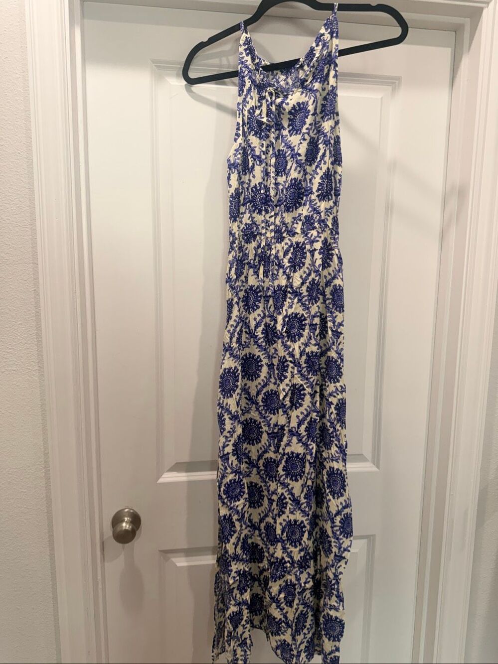 Cupshe Blue White Toile De Jouy Halter Maxi Dress Small Cottagecore Resort